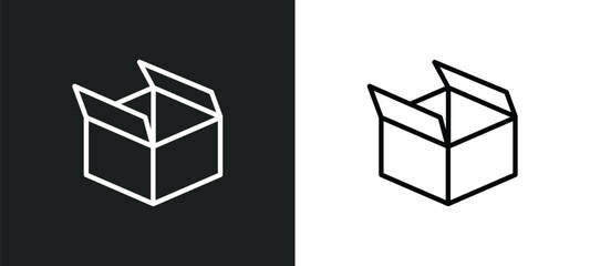 Poster - open box icon isolated in white and black colors. open box outline vector icon from user interface c