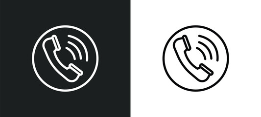 Poster - telephone call icon isolated in white and black colors. telephone call outline vector icon from user interface collection for web, mobile apps and ui.