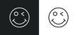 © Farahim - winking smile icon isolated in white and black colors. winking smile outline vector icon from user interface collection for web, mobile apps and ui.