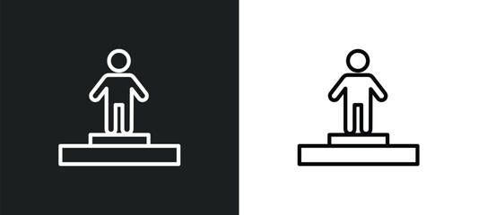 Poster - about successful man icon isolated in white and black colors. about successful man outline vector icon from user interface collection for web, mobile apps and ui.