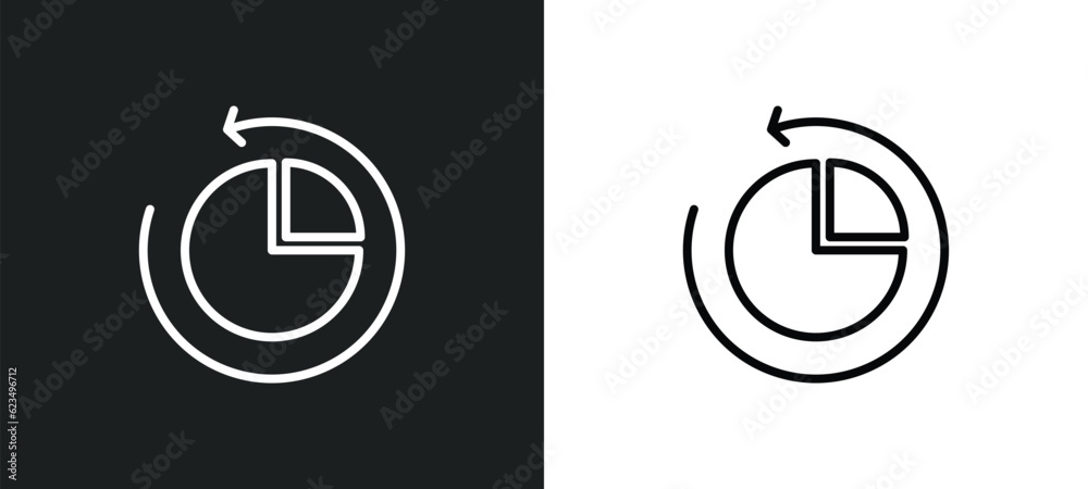 reload pie chart icon isolated in white and black colors. reload pie ...