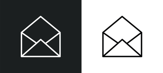 Poster - email opened envelope icon isolated in white and black colors. email opened envelope outline vector 
