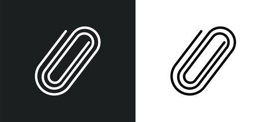 Poster - shaped paper clip icon isolated in white and black colors. shaped paper clip outline vector icon fro