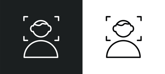 Poster - face detection icon isolated in white and black colors. face detection outline vector icon from user