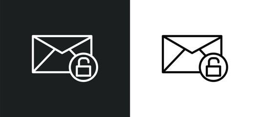 Poster - unlock envelope icon isolated in white and black colors. unlock envelope outline vector icon from user interface collection for web, mobile apps and ui.