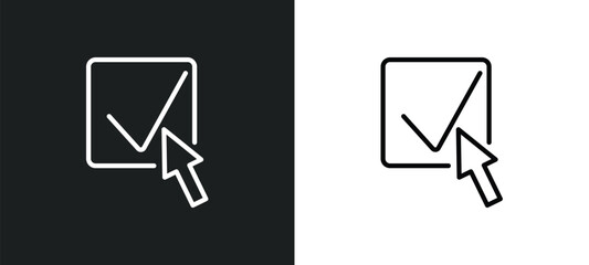 Poster - check box with cursor icon isolated in white and black colors. check box with cursor outline vector 