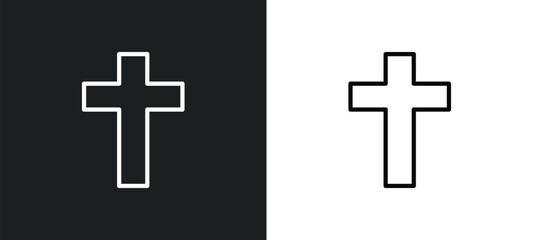 Poster - cross icon isolated in white and black colors. cross outline vector icon from user interface collection for web, mobile apps and ui.
