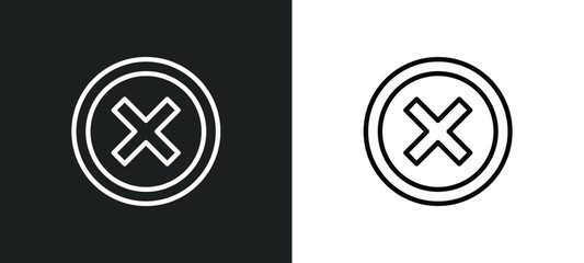 Poster - round delete button icon isolated in white and black colors. round delete button outline vector icon from user interface collection for web, mobile apps and ui.