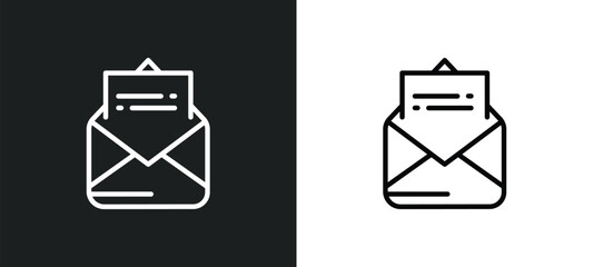 Poster - open envelope icon isolated in white and black colors. open envelope outline vector icon from user interface collection for web, mobile apps and ui.