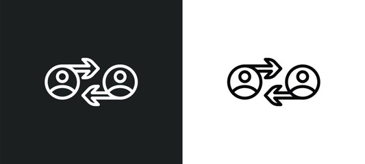 Poster - user exchange icon isolated in white and black colors. user exchange outline vector icon from user interface collection for web, mobile apps and ui.