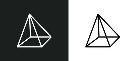 Poster - triangular pyramid icon isolated in white and black colors. triangular pyramid outline vector icon f