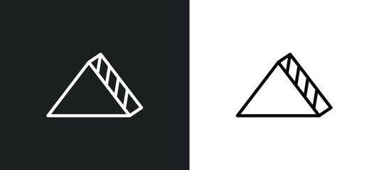 Poster - triangular icon isolated in white and black colors. triangular outline vector icon from user interface collection for web, mobile apps and ui.