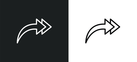 Poster - right drawn arrow icon isolated in white and black colors. right drawn arrow outline vector icon fro