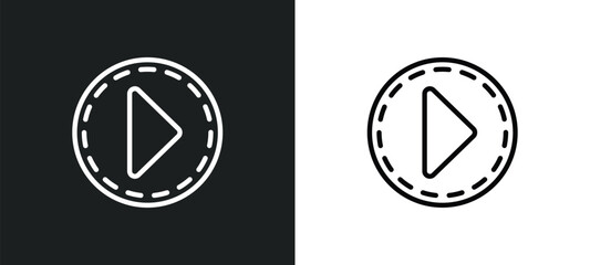 Poster - movie play button icon isolated in white and black colors. movie play button outline vector icon from user interface collection for web, mobile apps and ui.