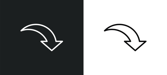 Poster - curve arrow icon isolated in white and black colors. curve arrow outline vector icon from user inter