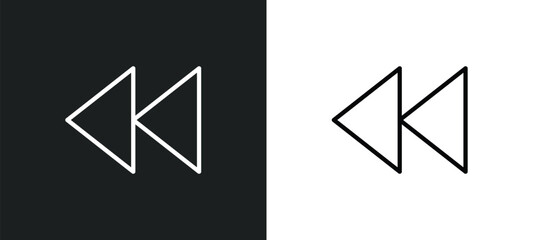 Poster - rewind icon isolated in white and black colors. rewind outline vector icon from user interface collection for web, mobile apps and ui.