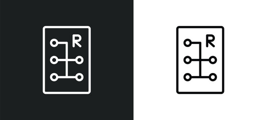 Poster - gear box icon isolated in white and black colors. gear box outline vector icon from transportation collection for web, mobile apps and ui.