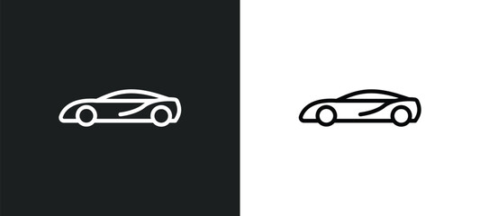 Poster - sports car icon isolated in white and black colors. sports car outline vector icon from transportati
