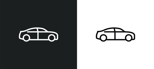 Poster - sedan icon isolated in white and black colors. sedan outline vector icon from transportation collection for web, mobile apps and ui.