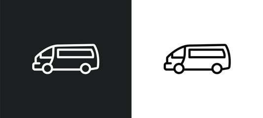 Poster - minibus icon isolated in white and black colors. minibus outline vector icon from transportation col