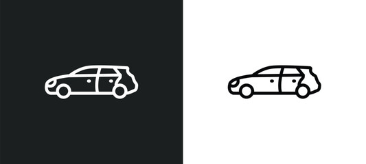Poster - hatchback icon isolated in white and black colors. hatchback outline vector icon from transportation