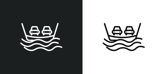 Poster - ferry icon isolated in white and black colors. ferry outline vector icon from transport collection for web, mobile apps and ui.