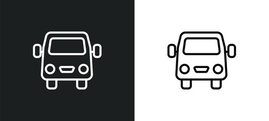 Poster - van front view icon isolated in white and black colors. van front view outline vector icon from transport collection for web, mobile apps and ui.