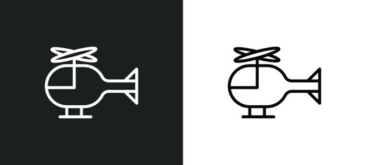 Poster - small helicopter icon isolated in white and black colors. small helicopter outline vector icon from transport collection for web, mobile apps and ui.