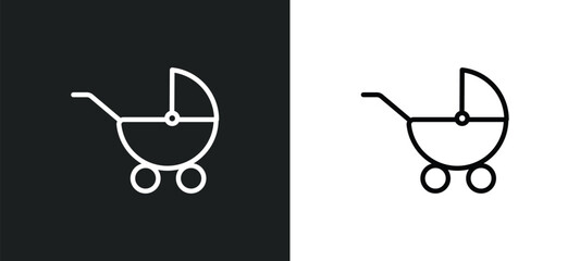 Poster - baby trolley icon isolated in white and black colors. baby trolley outline vector icon from transport collection for web, mobile apps and ui.