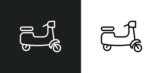 Poster - scooter bike icon isolated in white and black colors. scooter bike outline vector icon from transpor