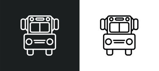 Poster - school van icon isolated in white and black colors. school van outline vector icon from transport co