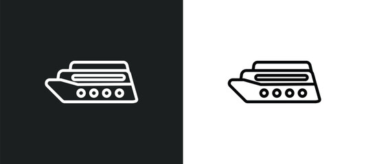 Poster - luxury yacht icon isolated in white and black colors. luxury yacht outline vector icon from transport collection for web, mobile apps and ui.