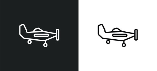 Poster - light aircraft icon isolated in white and black colors. light aircraft outline vector icon from transport collection for web, mobile apps and ui.
