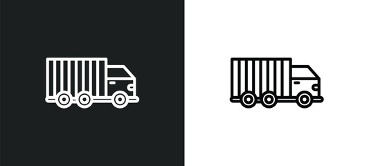 Poster - trucking icon isolated in white and black colors. trucking outline vector icon from transport collec