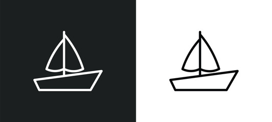 Poster - sail boat icon isolated in white and black colors. sail boat outline vector icon from transport collection for web, mobile apps and ui.