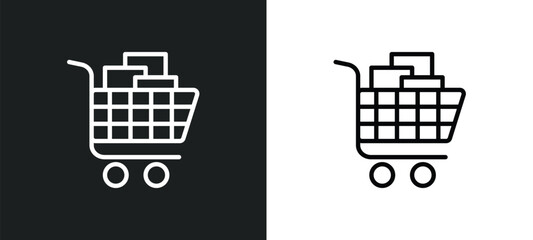 Poster - cart with boxes icon isolated in white and black colors. cart with boxes outline vector icon from transport collection for web, mobile apps and ui.