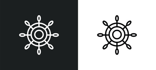 Poster - ship wheel icon isolated in white and black colors. ship wheel outline vector icon from transport collection for web, mobile apps and ui.