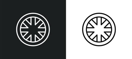Aufkleber - alloy wheel icon isolated in white and black colors. alloy wheel outline vector icon from transport collection for web, mobile apps and ui.