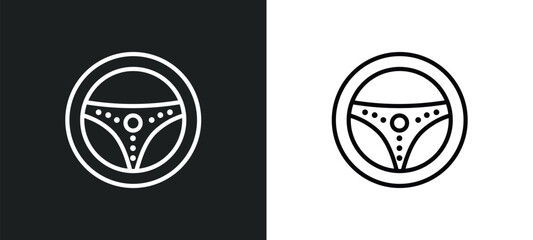 Poster - steering icon isolated in white and black colors. steering outline vector icon from transport collection for web, mobile apps and ui.