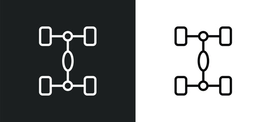 Poster - chassis icon isolated in white and black colors. chassis outline vector icon from transport collection for web, mobile apps and ui.