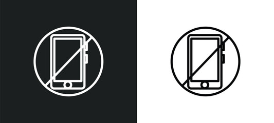 Poster - no mobile phone icon isolated in white and black colors. no mobile phone outline vector icon from traffic signs collection for web, mobile apps and ui.