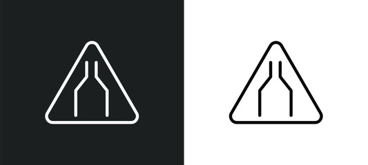 Poster - narrow road icon isolated in white and black colors. narrow road outline vector icon from traffic si