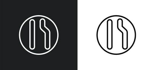 Poster - lane icon isolated in white and black colors. lane outline vector icon from traffic signs collection for web, mobile apps and ui.