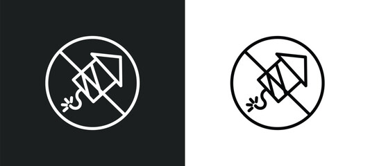 Poster - no fireworks icon isolated in white and black colors. no fireworks outline vector icon from traffic signs collection for web, mobile apps and ui.