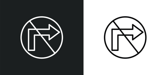 Poster - no turn icon isolated in white and black colors. no turn outline vector icon from traffic signs collection for web, mobile apps and ui.
