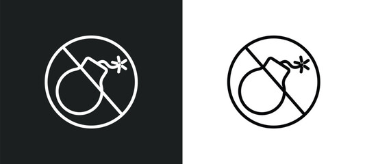 Poster - no bombs icon isolated in white and black colors. no bombs outline vector icon from traffic signs collection for web, mobile apps and ui.