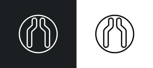 Poster - narrow road icon isolated in white and black colors. narrow road outline vector icon from traffic signs collection for web, mobile apps and ui.