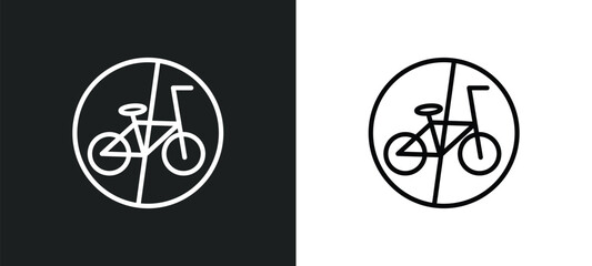 Poster - no bicycle icon isolated in white and black colors. no bicycle outline vector icon from traffic signs collection for web, mobile apps and ui.