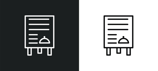 Poster - daily specials board icon isolated in white and black colors. daily specials board outline vector icon from tools and utensils collection for web, mobile apps and ui.