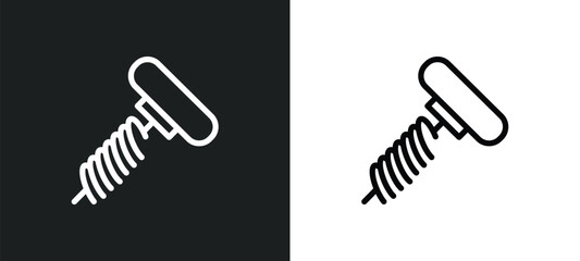 Poster - auger icon isolated in white and black colors. auger outline vector icon from tools and utensils collection for web, mobile apps and ui.